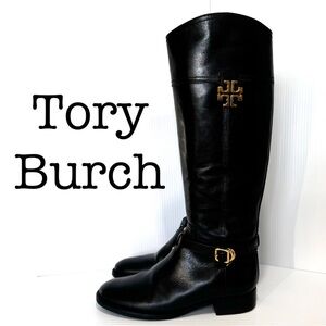 Tory Burch Eloise Riding Boot Black Galleon Leather Women’s Size 8M